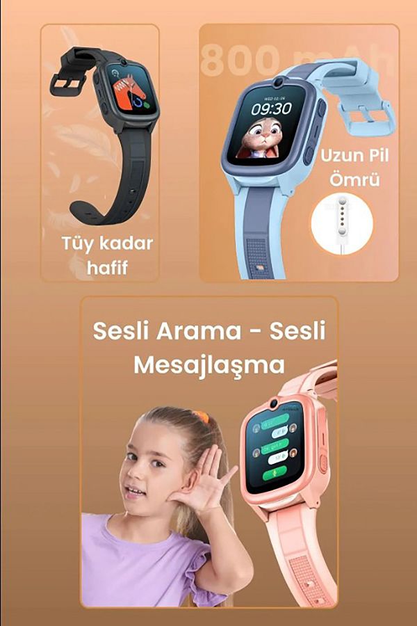 AirWatch HX Kids 4G Pro Sim Kartlı  Gps Konum Takibi Arama Konuşma 4G Destekli Akıllı Çocuk Saati - Görsel 4