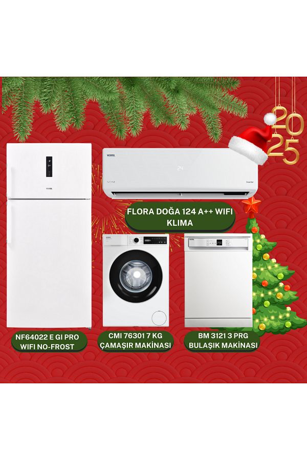 VESTEL 4'LÜ SET NF64022 E GI+CMI76301+BM3121+FLORA DOĞA 124 A++ WIFI
