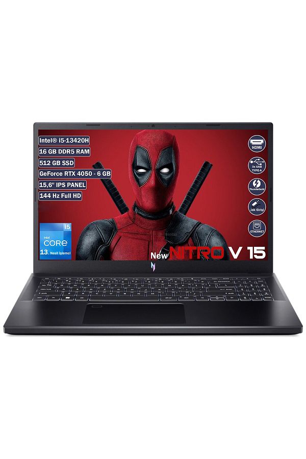 ACER Nitro V 15 Intel Core I5 13420h 16 Gb 512 Gb Ssd Rtx 4050 6 Gb Freedos 15.6" Fhd Ips Nh.qnbey.001-16
