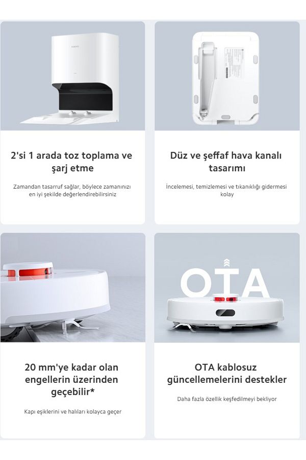 Xiaomi LDS lazer navigasyon X10 Çöp Istasyonlu 4000Pa Akıllı 2'si 1 arada Robot Süpürge+Temizlik Seti - Görsel 6