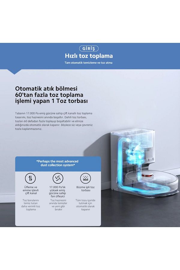 Xiaomi LDS lazer navigasyon X10 Çöp Istasyonlu 4000Pa Akıllı 2'si 1 arada Robot Süpürge+Temizlik Seti - Görsel 7
