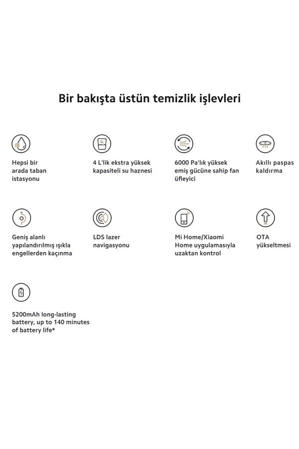 Xiaomi İstasyonlu Kendini Temizleyen 6000pa Sesli Kontrol -gelişmiş Süpürme Ve Paspas Akıllı Robot Süpürge - Görsel 5
