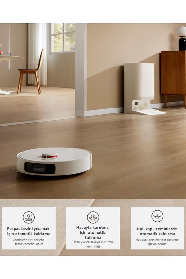 Xiaomi İstasyonlu Kendini Temizleyen 6000pa Sesli Kontrol -gelişmiş Süpürme Ve Paspas Akıllı Robot Süpürge