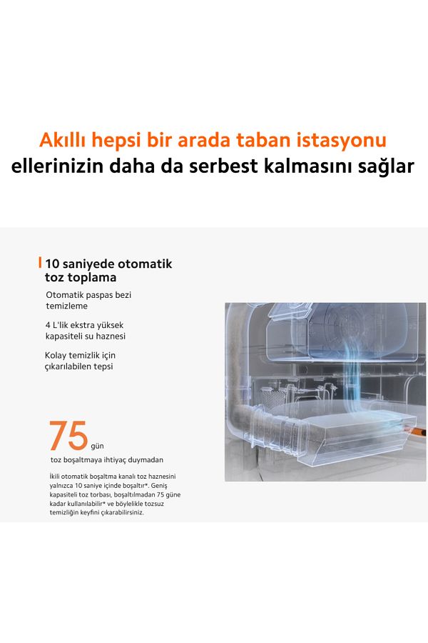 Xiaomi Kendini Temizleyen 6000pa Uyumlu Yüksek Güç Çift Döner Paspaslı Akıllı Robot Süpürgex20plus Hediyeli - Görsel 5