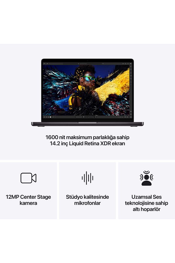 Apple MacBook Pro 14 inç M4 Çip 10 Çekirdek CPU 10 Çekirdek GPU 24 GB RAM 1 TB Uzay Siyahı - (MCX04TU/A) - Görsel 6