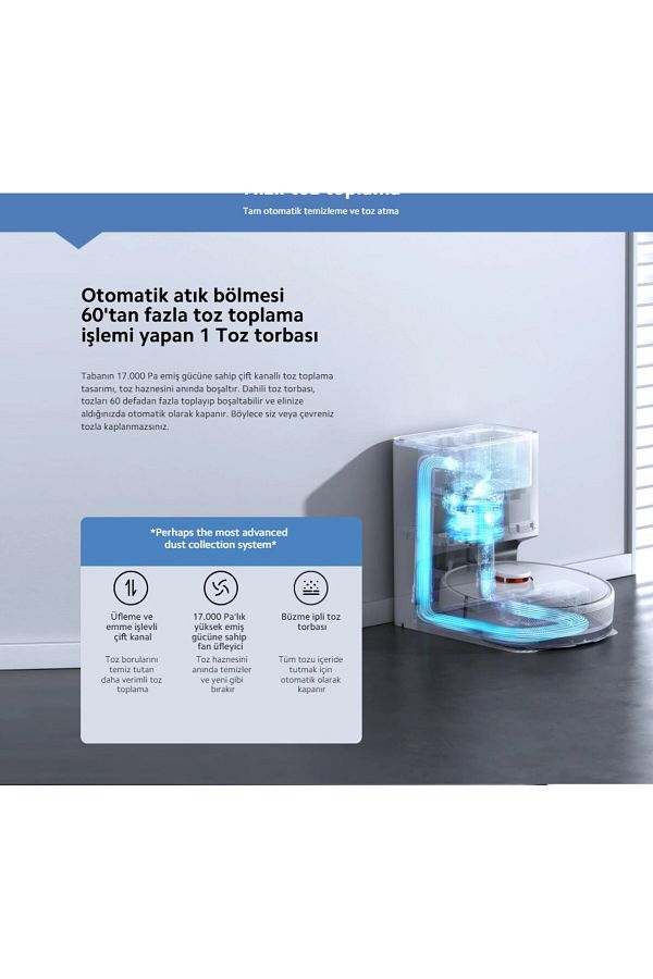 Xiaomi Akıllı bir temizlik-X10 Çöp Istasyonlu 4000Pa Akıllı Robot Süpürge-Hediyeli - Görsel 3