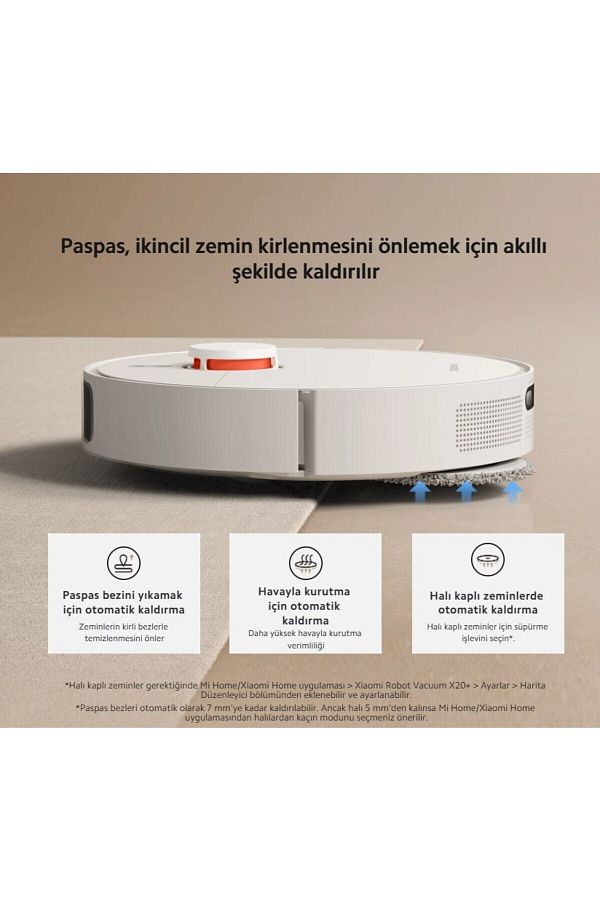 Xiaomi Kendini Temizleyen 6000pa Uyumlu Yüksek Güç Çift Döner Paspaslı Akıllı Robot Süpürgex20plus Hediyeli - Görsel 3