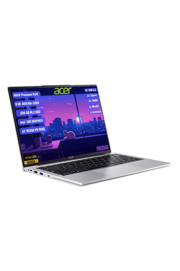 ACER Aspire Lite Al14-31p-c452 Intel N100 8 Gb 256 Gb Ssd 14'' Ips Wuxga Freedos Nx.ks8ey.001 - Görsel 4