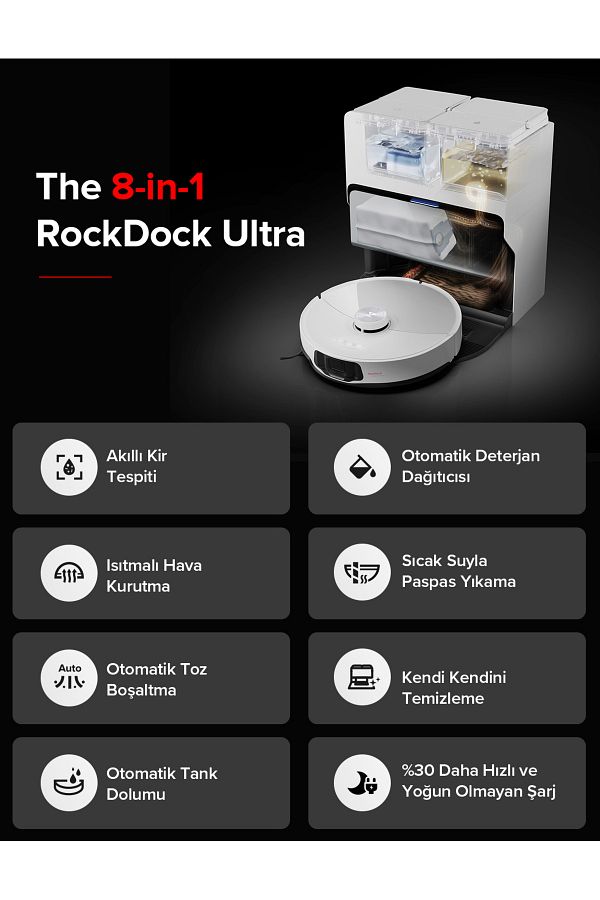 Roborock S8 Maxv Ultra Akıllı Robot Süpürge - Beyaz - Görsel 2
