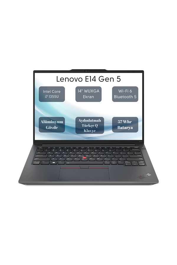 LENOVO ThinkPad E14 Gen 5 Intel Core i7 1355U 16GB RAM 512GB SSD 14" FHD Windows 11 Pro - Görsel 2