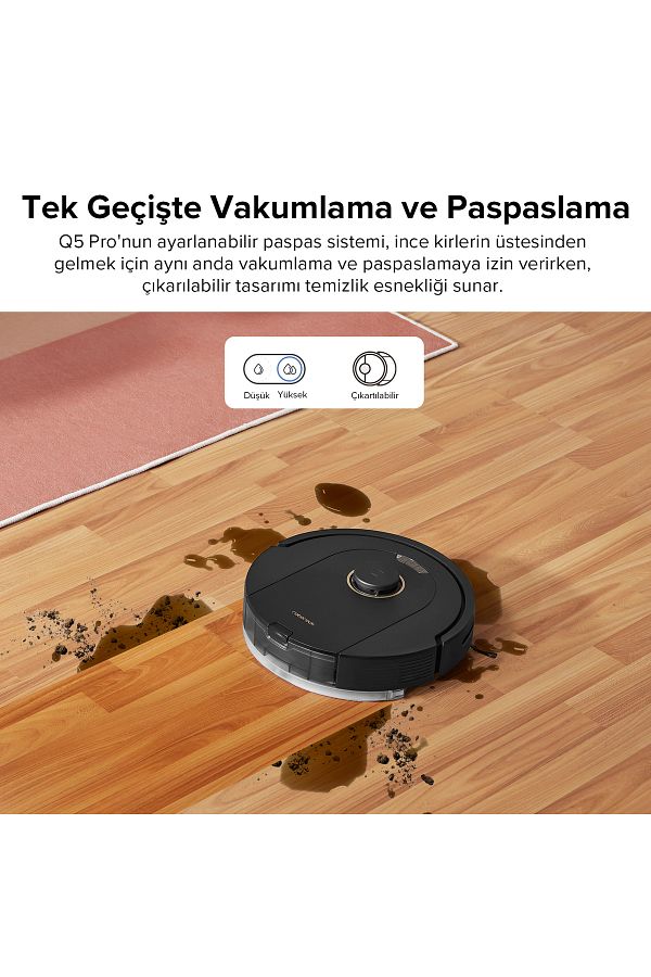 Roborock Q5 Pro Siyah Akıllı Robot Süpürge Siyah - Görsel 5