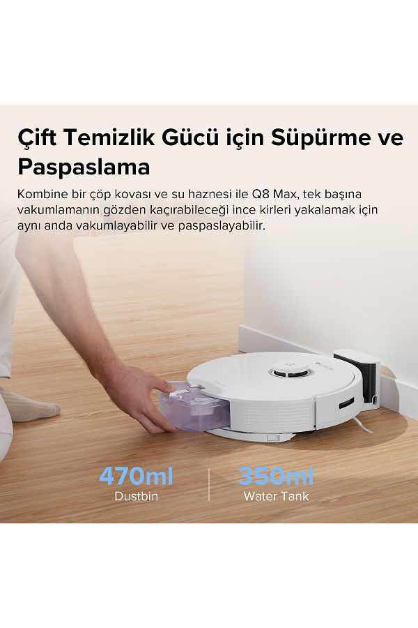 Roborock Vacuum Cleaner Q8 Max Robot Süpürge Beyaz - Görsel 3