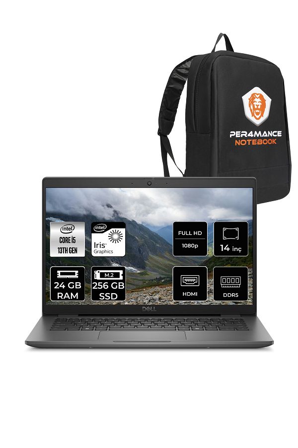 Dell Latitude 3450 i5 1335U 24GB DDR5 256GB SSD 14'' IPS FDOS Taşınabilir Bilgisayar & PER4 ÇANTA