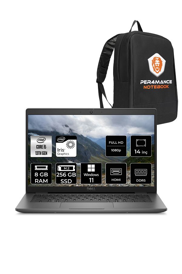 Dell Latitude 3450 i5 1335U 8GB DDR5 256GB SSD 14'' IPS W11H Taşınabilir Bilgisayar & PER4 ÇANTA