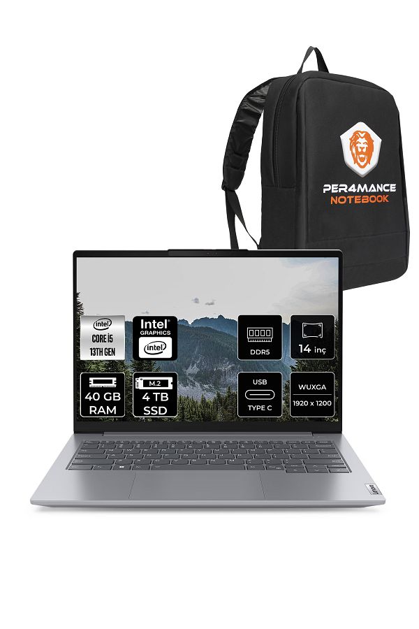 LENOVO ThinkBook 14 G6 i5 13420H 40GB DDR5 4TB SSD 14'' FHD+ FDOS Dizüstü Bilgisayar & PER4 ÇANTA