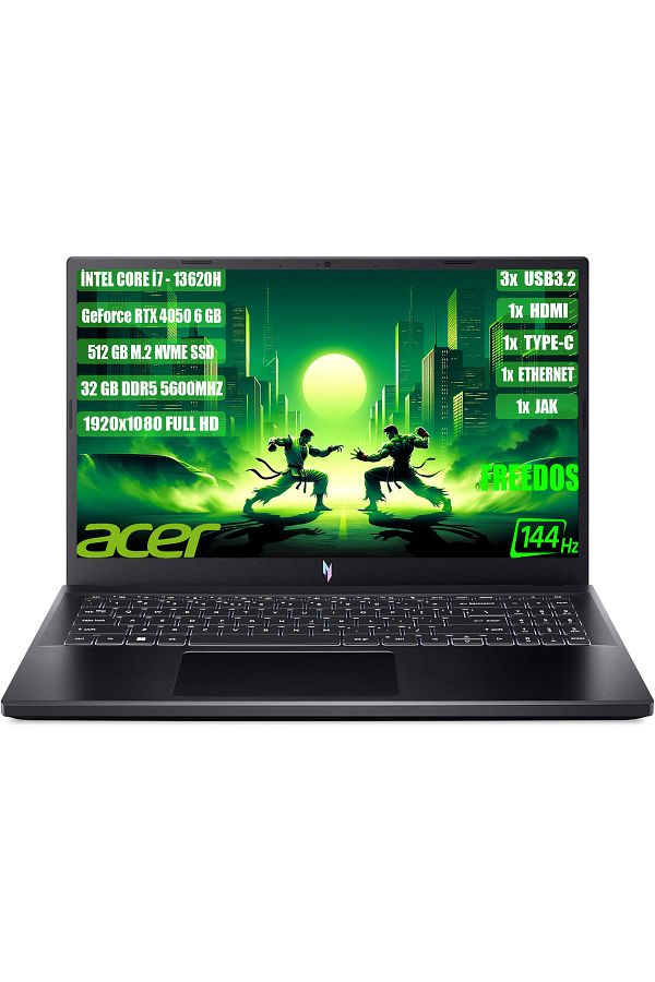 ACER Nitro V15 I7-13620h 32 Gb 512 Gb Ssd Rtx 4050-6 Gb 15.6" Fhd Ips 144hz Nh.qnbey.002 325