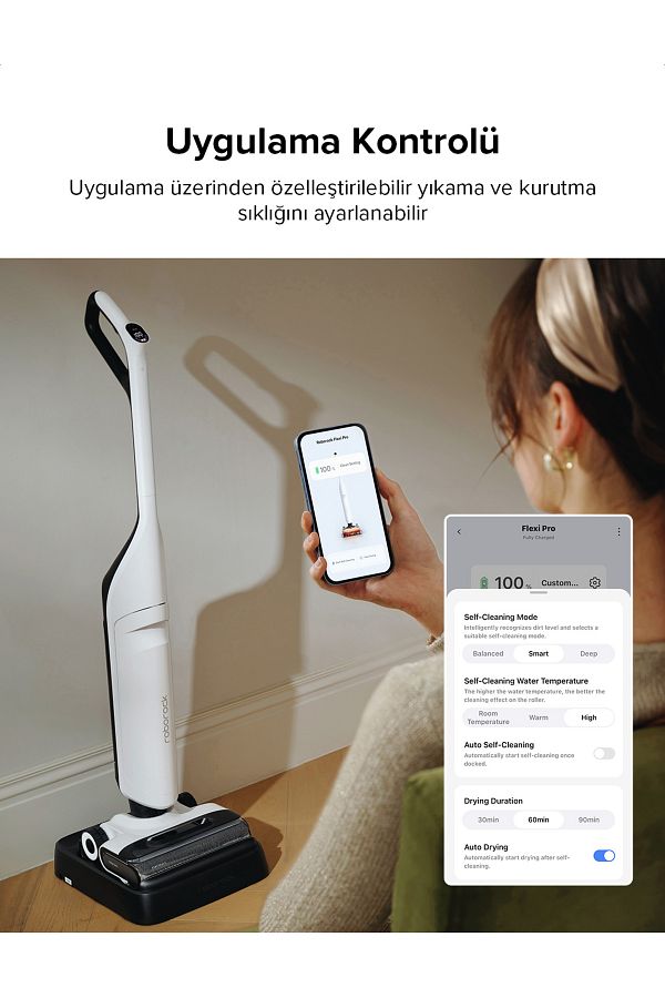 Roborock Flexi Pro Dikey Robot Süpürge Beyaz - Görsel 8