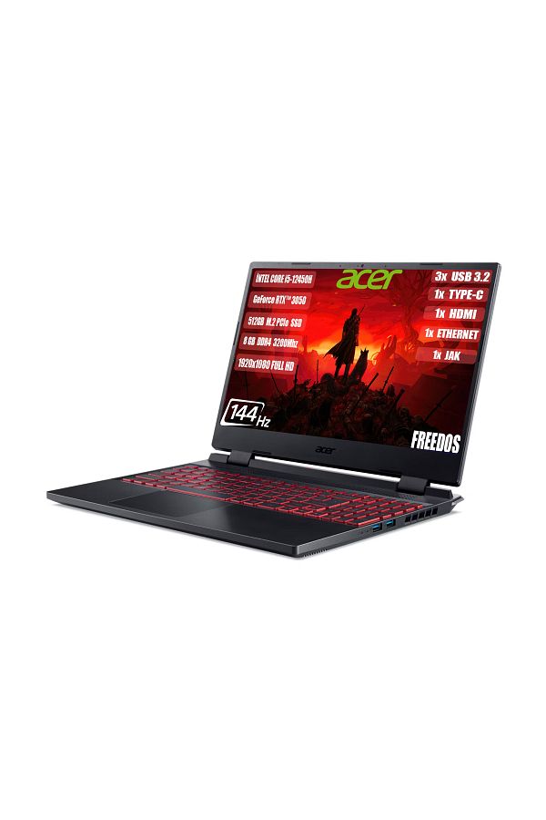 ACER Nitro 5 I5-12450h 8 Gb 512 Gb Ssd Rtx3050-4 Gb 15.6" Fhd 144 Hz Freedos Nh.qfjey.007 - Görsel 3