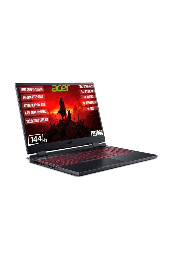 ACER Nitro 5 I5-12450h 8 Gb 512 Gb Ssd Rtx3050-4 Gb 15.6" Fhd 144 Hz Freedos Nh.qfjey.007 - Görsel 2