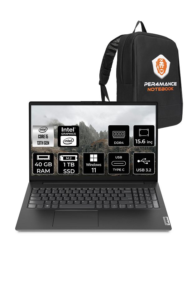 LENOVO V15 G4 i5 13420H 40GB 1TB SSD 15.6'' FHD W11PRO Dizüstü Bilgisayar & PER4 ÇANTA
