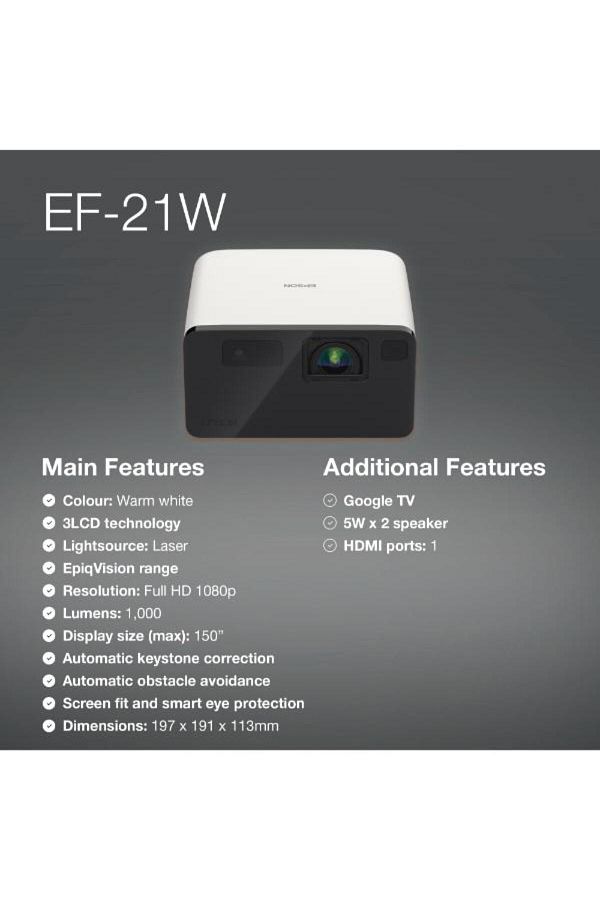Epson EF-21W Akıllı Mini Lazer Full HD Projeksiyon Cihazı - Görsel 5