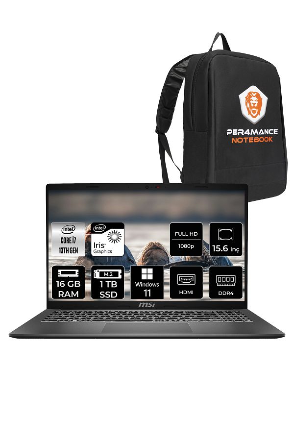 MSI Modern 15 F13MG i7 1355U 16GB 1TB SSD 15.6" FHD 60Hz W11H Taşınabilir Bilgisayar & PER4 ÇANTA - Görsel 5