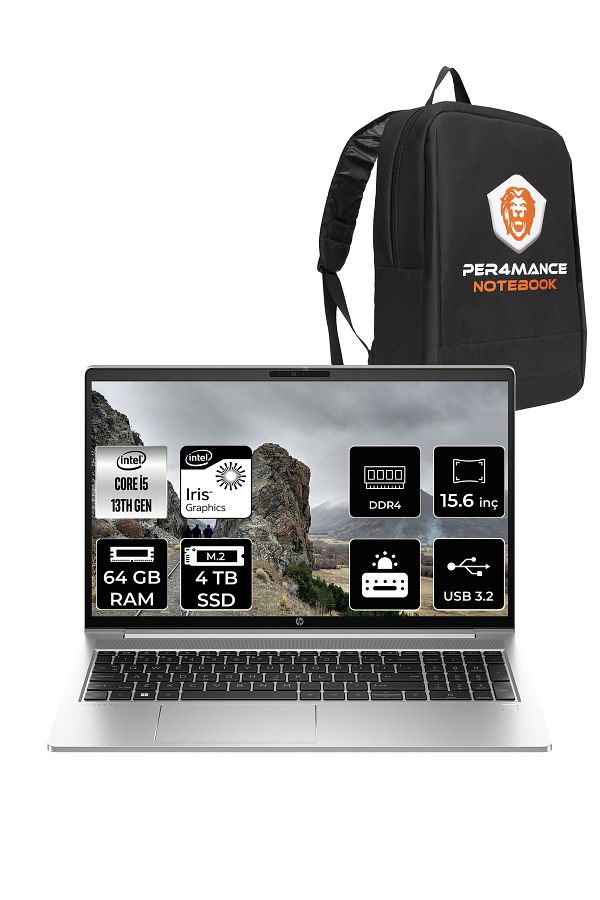 HP ProBook 450 G10 İ5 1334U 64GB RAM 4TB SSD 15.6'' FHD IPS FDOS Dizüstü Bilgisayar & PER4 ÇANTA