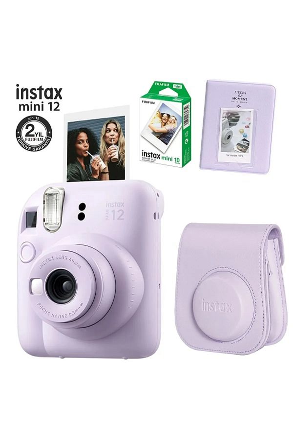 Fujifilm Instax Mini 12 Lila Fotoğraf Makinesi 10lu Film Ve Pvc Albümlü Çantalı Set 2-fotsı00199-fb-set2