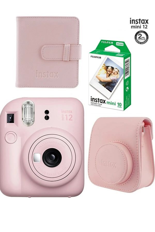 Fujifilm Instax Mini 12 Pembe Fotoğraf Makinesi 10'lu Film Ve Albümlü Çantalı Seti-fotsı00196-st4-10-ka-dk