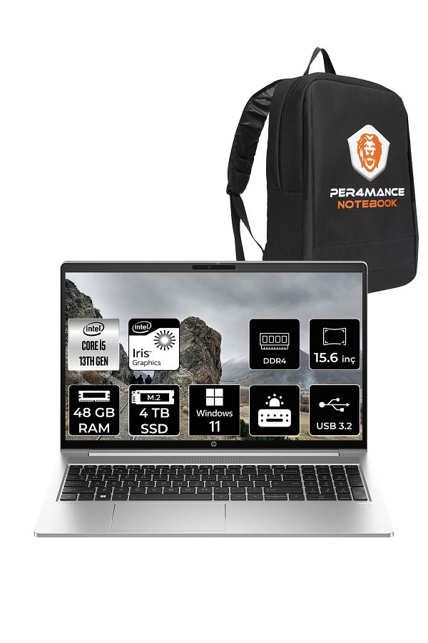HP ProBook 450 G10 İ5 1334U 48GB RAM 4TB SSD 15.6'' FHD IPS W11H Dizüstü Bilgisayar & PER4 ÇANTA