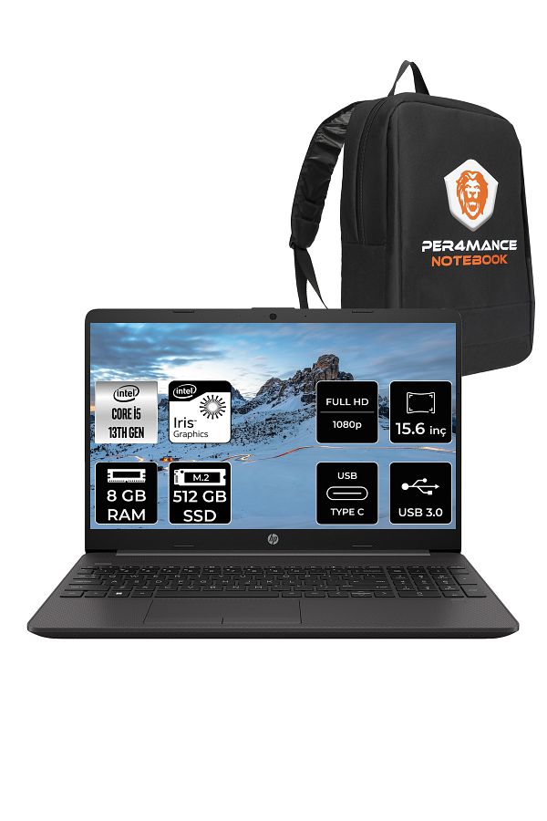 HP 250R G9 i5 1335U 8GB RAM 512GB SSD 15.6'' Full HD FDOS Dizüstü Bilgisayar & PER4 ÇANTA