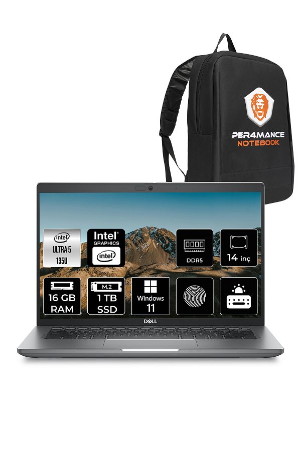 Dell Latitude 5450 Ultra 5 135U 16GB 1TB SSD 14'' FHD W11H Taşınabilir Bilgisayar & PER4 ÇANTA