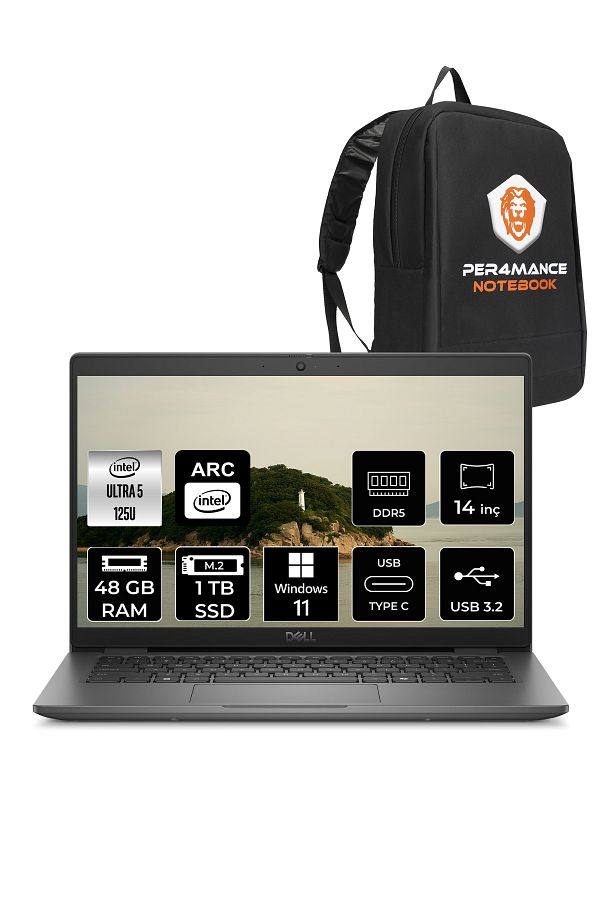 Dell Latitude 3450 Ultra 5 125U 48GB 1TB SSD 14'' FHD W11H Taşınabilir Bilgisayar & PER4 ÇANTA