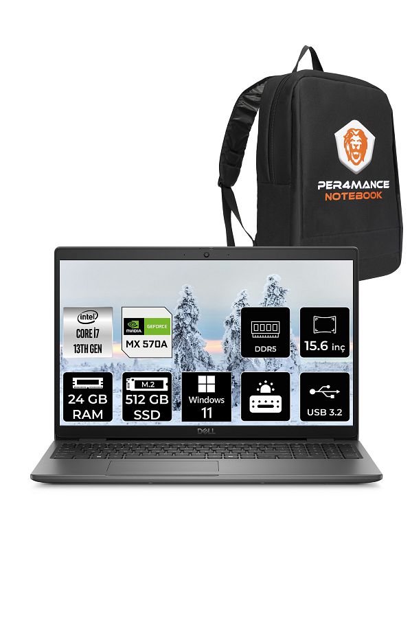 Dell Latitude 3550 i7 1355U 24GB 512GB SSD MX570A/2GB 15.6'' W11P Dizüstü Bilgisayar & PER4 ÇANTA