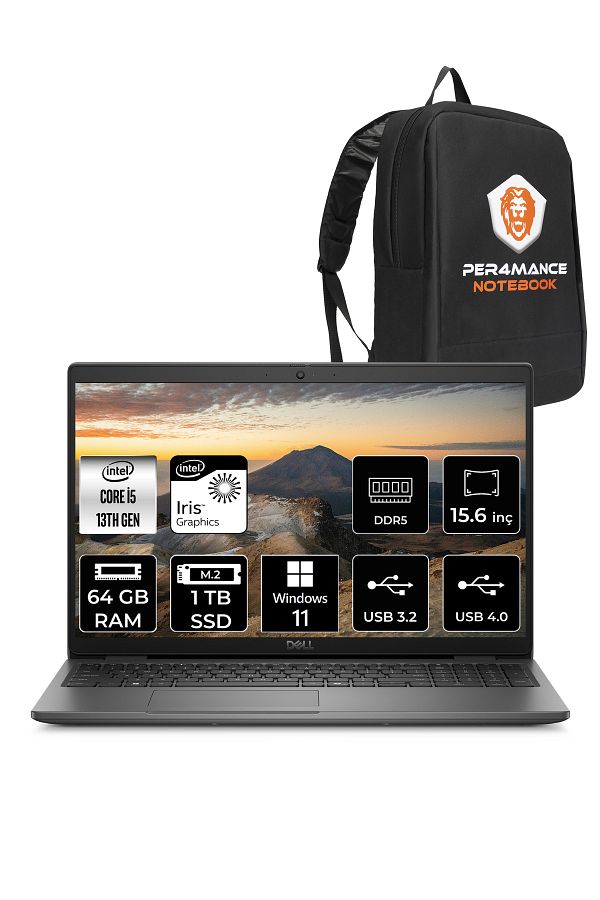 Dell Latitude 3550 i5 1345U 64GB 1TB SSD 15.6'' FHD W11P Taşınabilir Bilgisayar & PER4 ÇANTA