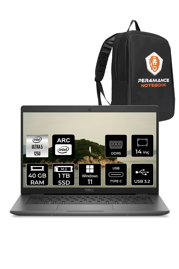 Dell Latitude 3450 Ultra 5 125U 40GB 1TB SSD 14'' FHD W11H Taşınabilir Bilgisayar & PER4 ÇANTA