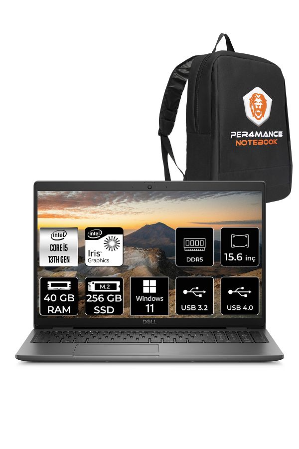 Dell Latitude 3550 i5 1345U 40GB 256GB SSD 15.6'' FHD W11P Taşınabilir Bilgisayar & PER4 ÇANTA