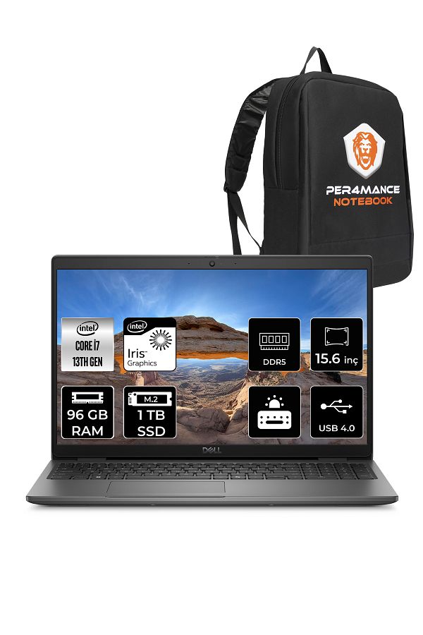 Dell Latitude 3550 i7 1355U 96GB 1TB SSD 15.6'' FHD FDOS Dizüstü Bilgisayar & PER4 ÇANTA