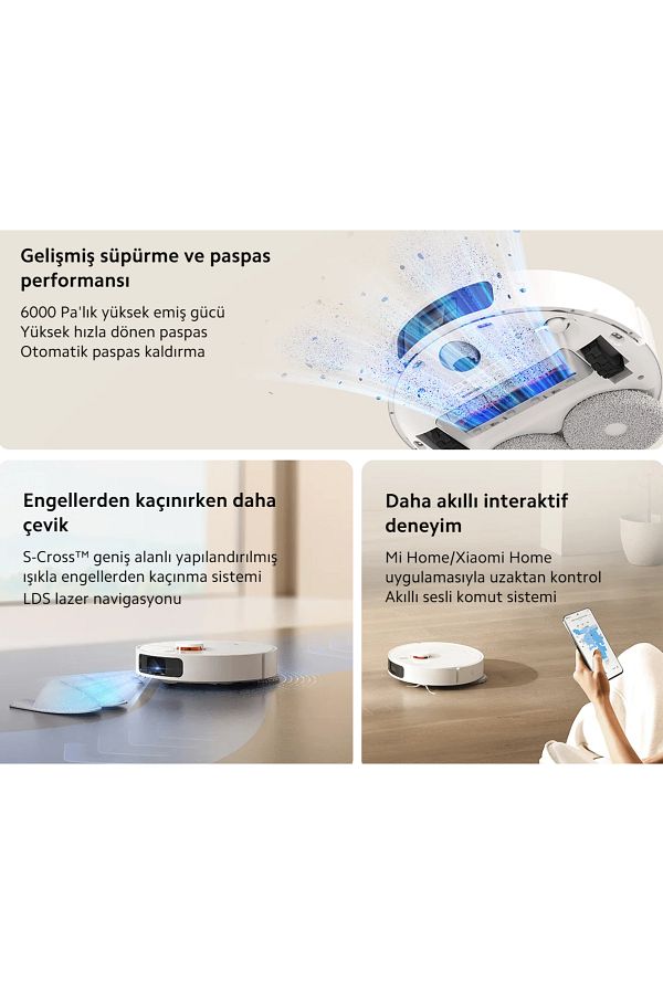 Xiaomi Premium Robot Vacuum X20+ Plus Çöp İstasyonlu Halı Tanıma Fonksiyonlu Akıllı Robot Süpürge - Görsel 3