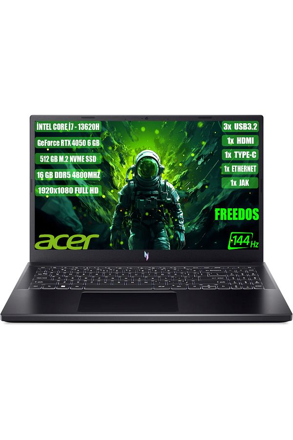 ACER Nitro V 15 I7-13620h 16 Gb 512 Gb Ssd Rtx 4050 6 Gb 15.6" Fhd 144hz Freedos Nh.qnbey.002