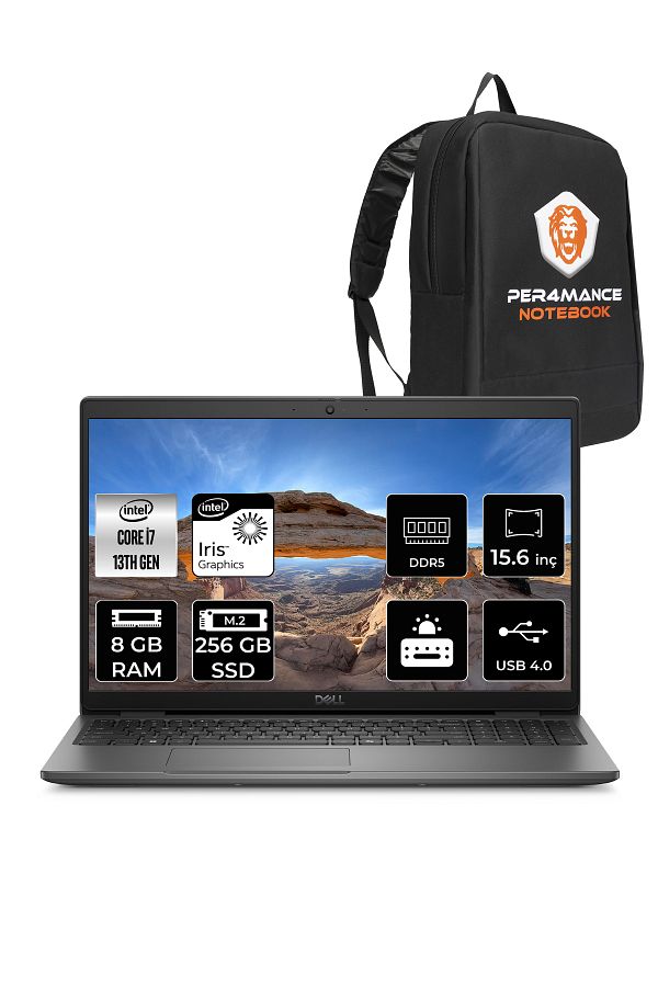 Dell Latitude 3550 i7 1355U 8GB 256GB SSD 15.6'' FHD FDOS Dizüstü Bilgisayar & PER4 ÇANTA