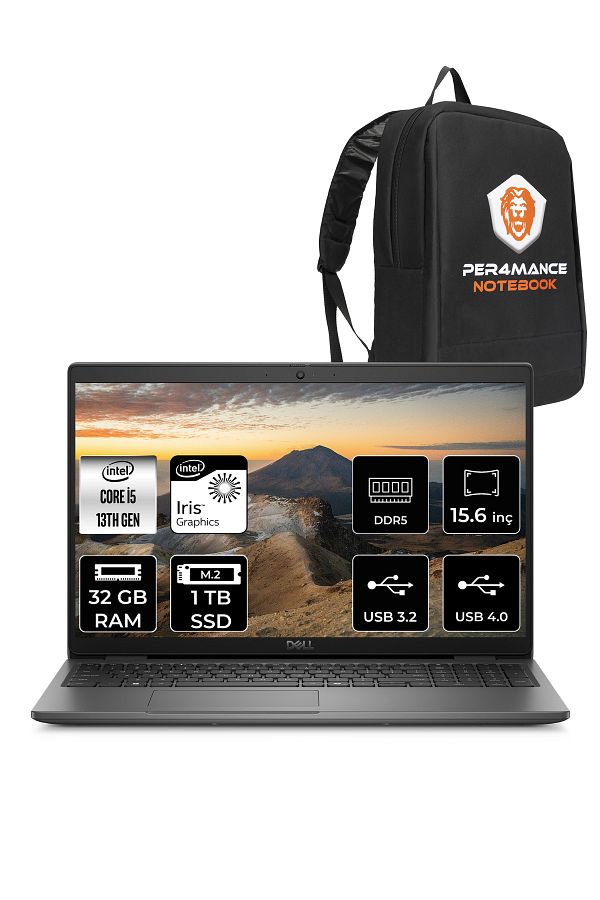 Dell Latitude 3550 i5 1345U 32GB 1TB SSD 15.6'' FHD FDOS Taşınabilir Bilgisayar & PER4 ÇANTA
