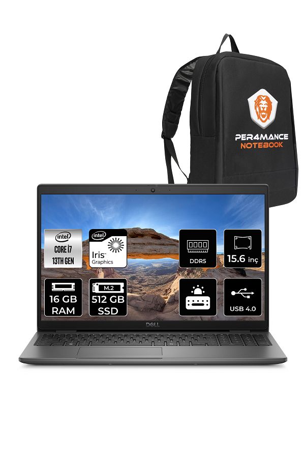 Dell Latitude 3550 i7 1355U 16GB 512GB SSD 15.6'' FHD FDOS Dizüstü Bilgisayar & PER4 ÇANTA