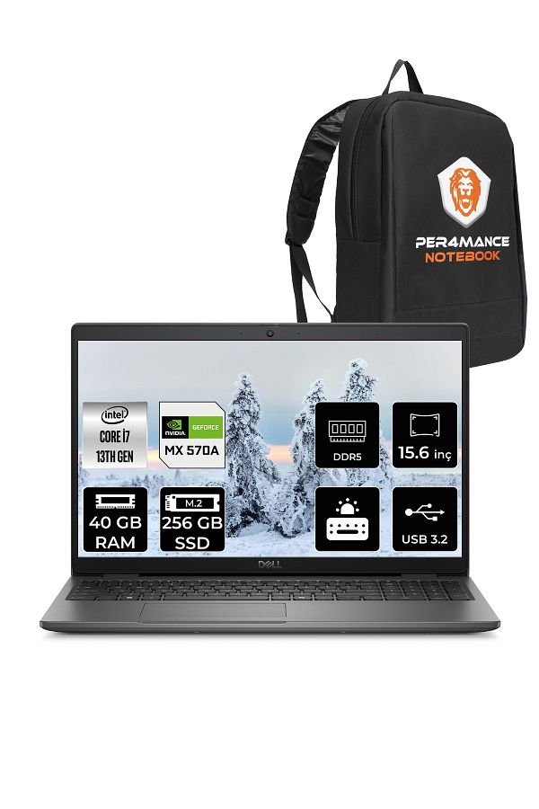 Dell Latitude 3550 i7 1355U 40GB 256GB SSD MX570A/2GB 15.6'' FDOS Dizüstü Bilgisayar & PER4 ÇANTA
