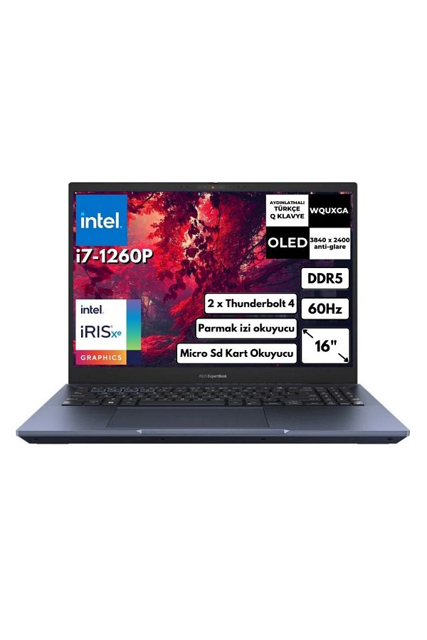 ASUS ExpertBook B5 B5602CBA-i7126016512DS Intel Core i7-1260P 16GB 512GB SSD 16" 4K WQUXGA OLED Freedos