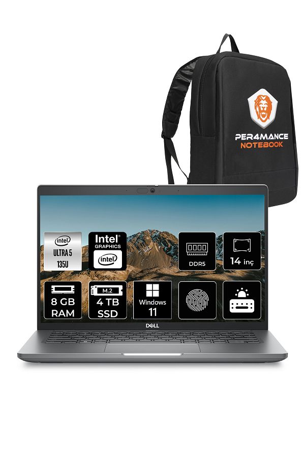 Dell Latitude 5450 Ultra 5 135U 8GB 4TB SSD 14'' FHD W11H Taşınabilir Bilgisayar & PER4 ÇANTA