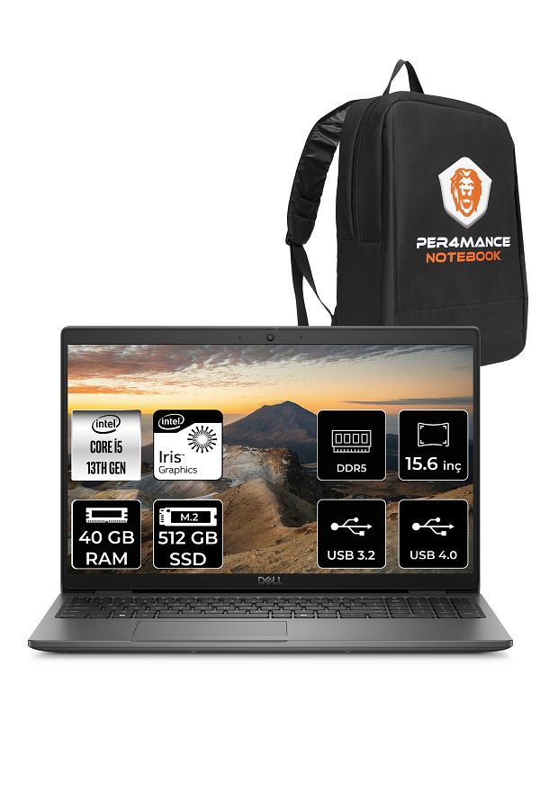 Dell Latitude 3550 i5 1345U 40GB 512GB SSD 15.6'' FHD FDOS Taşınabilir Bilgisayar & PER4 ÇANTA