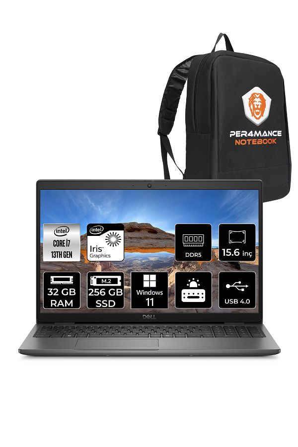 Dell Latitude 3550 i7 1355U 32GB 256GB SSD 15.6'' FHD W11P Dizüstü Bilgisayar & PER4 ÇANTA