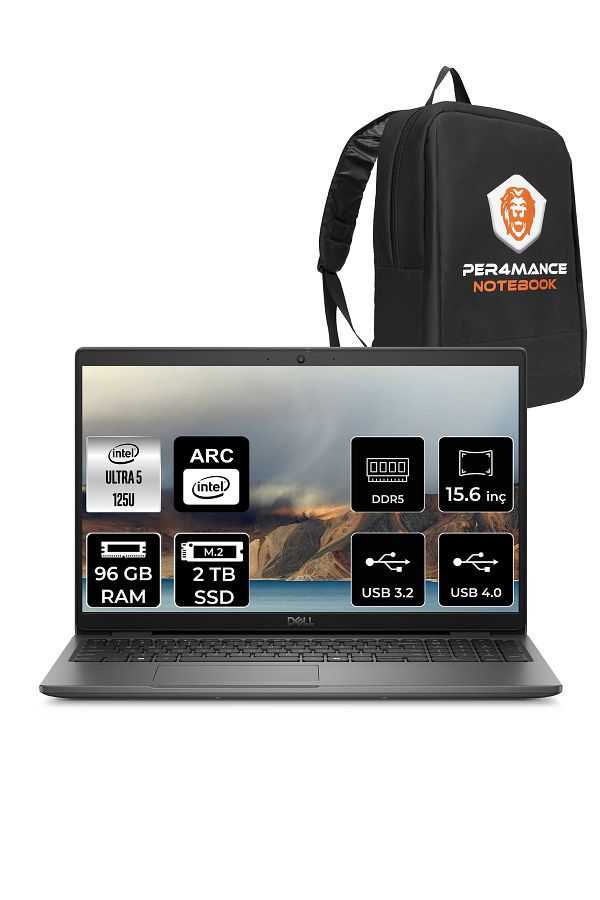 Dell Latitude 3550 Ultra 5 125U 96GB 2TB SSD 15.6'' FHD FDOS Taşınabilir Bilgisayar & PER4 ÇANTA