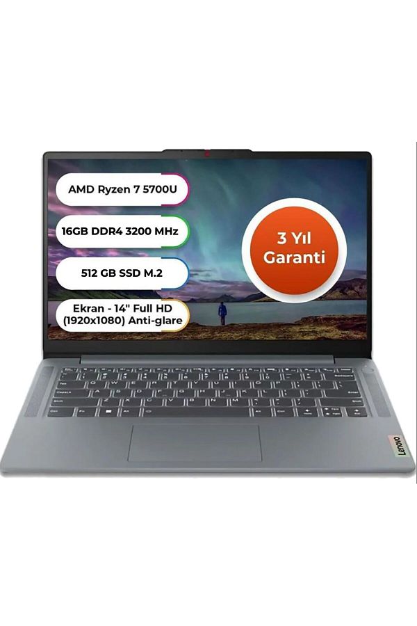 LENOVO Ideapad 1 Amd Ryzen™ 7 5700u 16 Gb 512 Gb Ssd Freedos 14 Inç 82R3008VTX512